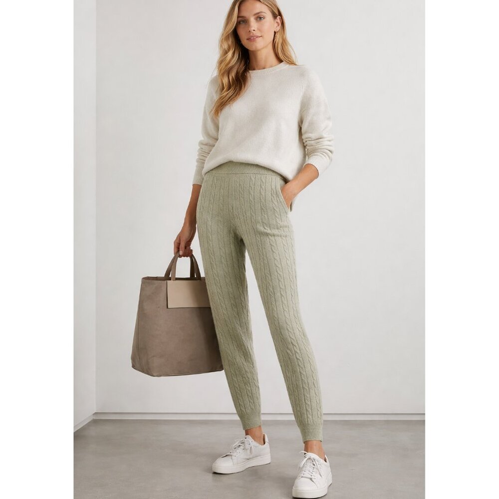 NEW ATM Luxe Cable Knit Cashmere Wool Joggers
